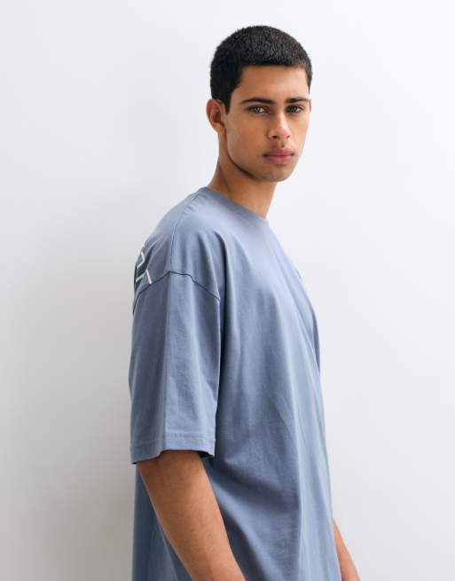 ASOS DESIGN oversized T-shirt with text graphic in blue, 2 of 5