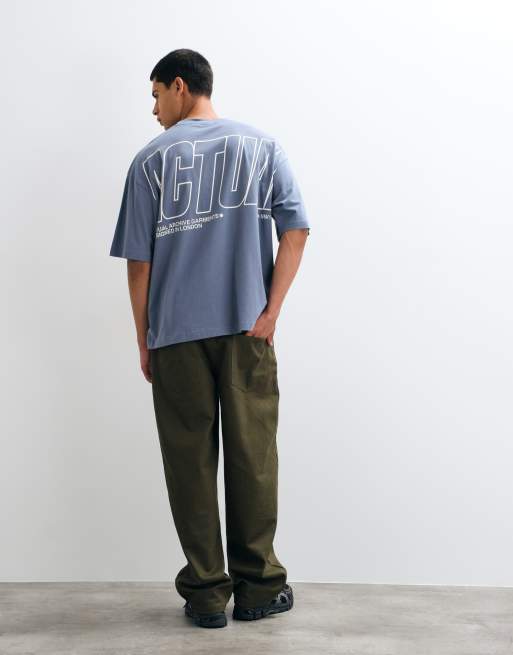 ASOS DESIGN oversized T-shirt with text graphic in blue, 3 of 5