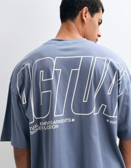 ASOS DESIGN oversized T-shirt with text graphic in blue, 5 of 5