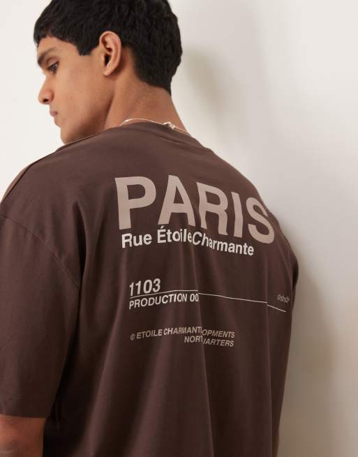 ASOS DESIGN oversized T-shirt with text graphic in brown ASOS