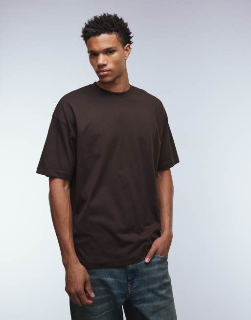 ASOS DESIGN oversized t-shirt with text graphic in brown, 3 of 5