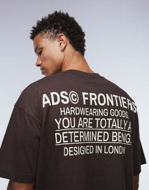 ASOS DESIGN oversized t-shirt with text graphic in brown, 5 of 5