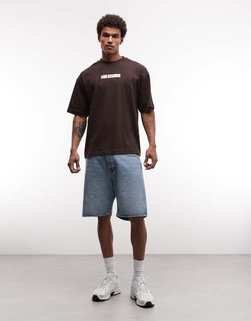 ASOS DESIGN oversized t-shirt with text graphic in brown, 2 of 5