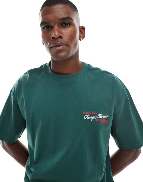 ASOS DESIGN oversized t-shirt with text graphic in green - view 1