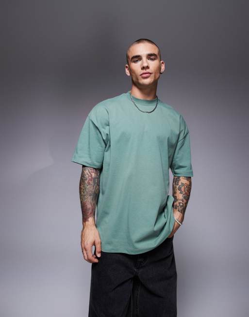 Camiseta verde extragrande con estampado gráfico de texto de ASOS DESIGN