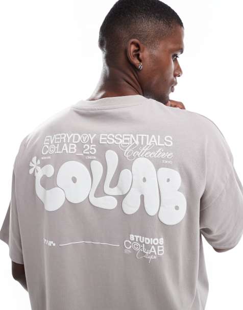 ASOS DESIGN oversized t-shirt with text graphic in  grey - view 1