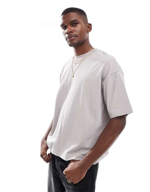 ASOS DESIGN oversized t-shirt with text graphic in grey