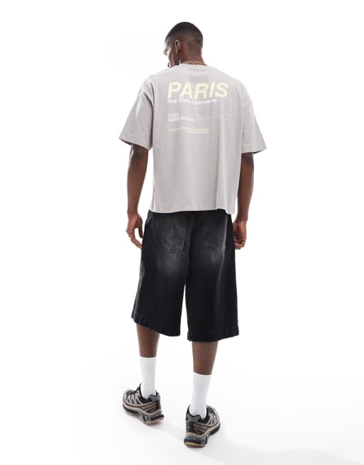 ASOS DESIGN oversized t-shirt with text graphic in grey
