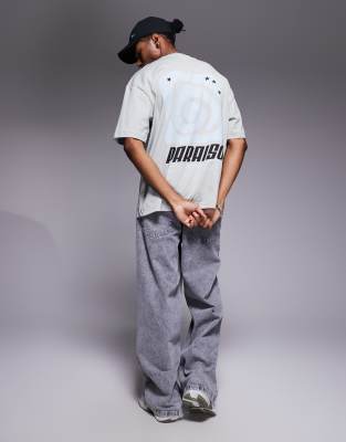 Asos Design Oversized T-shirt With Text Graphic In Gray