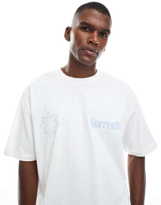 ASOS DESIGN oversized t-shirt with text graphic in white