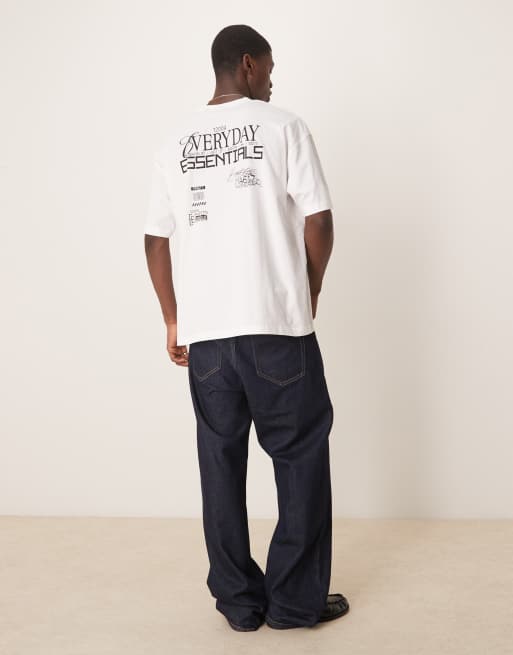 ASOS DESIGN oversized t-shirt with text graphic in white, 3 of 4