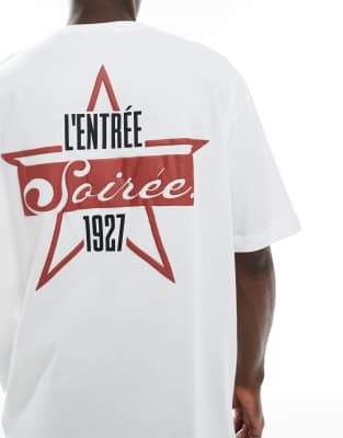 Asos Design Oversized T-shirt With Text Graphic In White