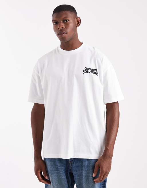 ASOS DESIGN oversized t-shirt with text graphic in white, 3 of 5