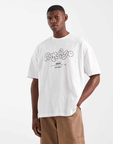 ASOS DESIGN oversized t-shirt with text graphic in white - view 1