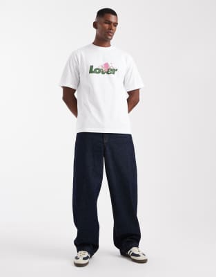 Asos Design Oversized T-shirt With Text Graphic In White