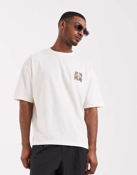 ASOS DESIGN oversized t-shirt with text graphic in white