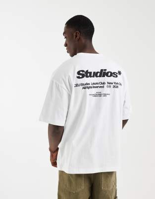 Asos Design Oversized T-shirt With Text Graphic In White
