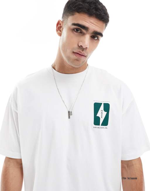 Asos Design Oversized T-shirt With Text Graphics In White