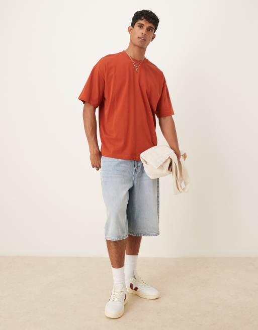 ASOS DESIGN oversized t-shirt with text print in orange , 2 of 4