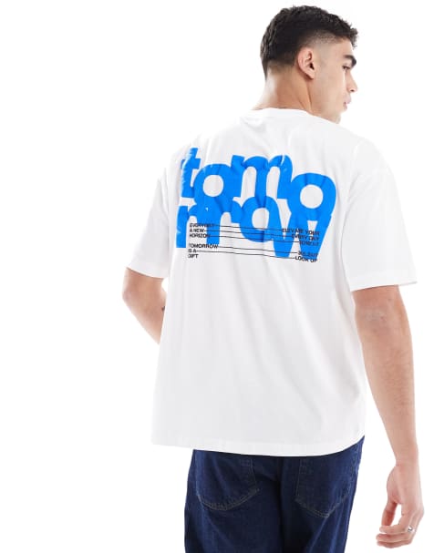 ASOS DESIGN oversized t-shirt with text puff print in white - view 1