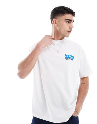 Asos Design Oversized T-shirt With Text Puff Print In White