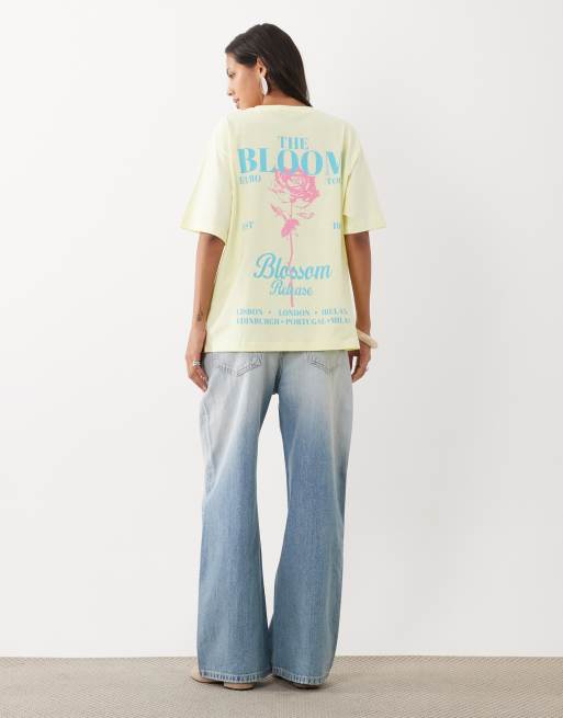 ASOS DESIGN Oversized t-shirt with 'The Bloom' graphic in pastel yellow, 4 of 4