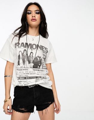 ASOS DESIGN oversized t-shirt with the ramones license graphic in washed ecru | ASOS