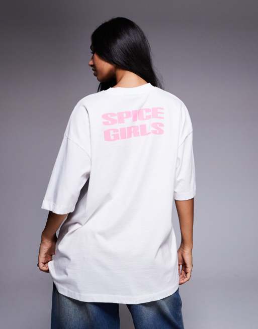 ASOS DESIGN oversized t-shirt with The Spice Girls prints in white, 3 of 4