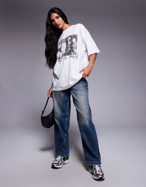 ASOS DESIGN oversized t-shirt with The Spice Girls prints in white, 4 of 4