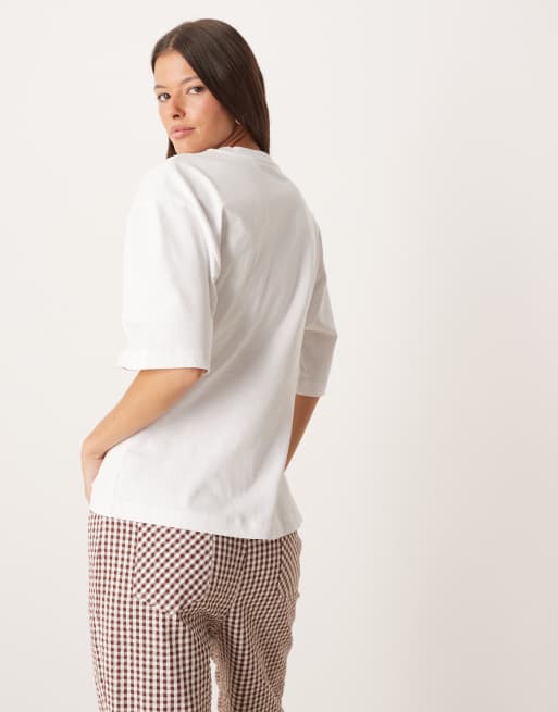 ASOS DESIGN oversized t-shirt with tie cinch waist in white, 4 of 4