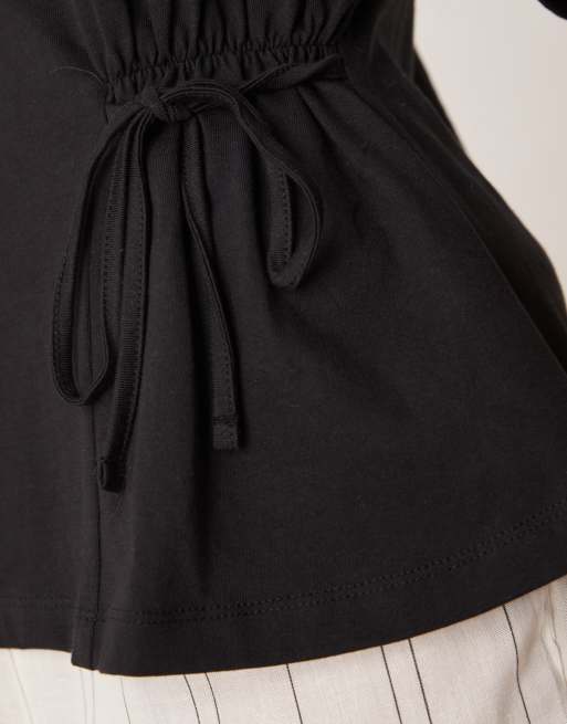 ASOS DESIGN oversized t-shirt with tie detail in black
