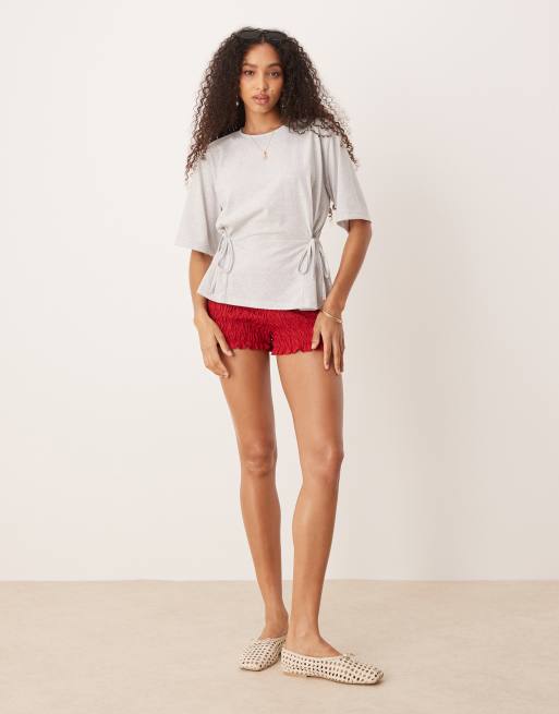 ASOS DESIGN oversized T-shirt with tie detail in gray heather