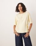 [ASOS DESIGN] ASOS DESIGN oversized t-shirt with tie detail in lemon-Yellow M Lemon