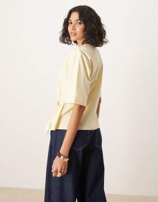 ASOS DESIGN oversized T-shirt with tie detail in lemon