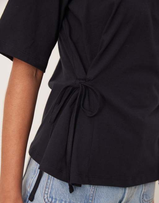 ASOS DESIGN oversized t-shirt with tie detail in navy