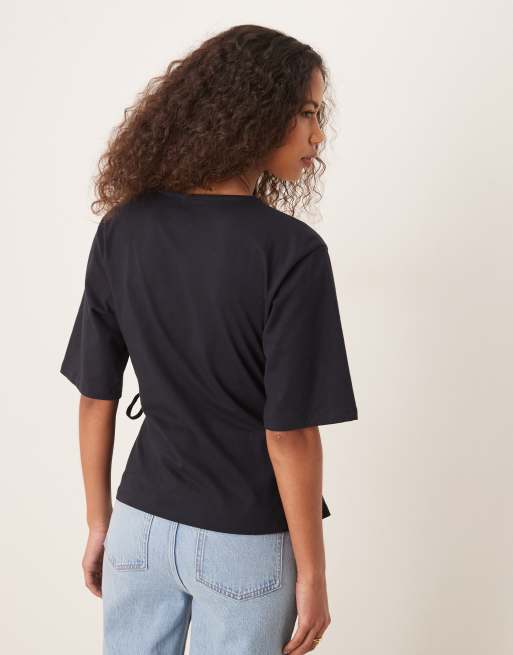 ASOS DESIGN oversized t-shirt with tie detail in navy