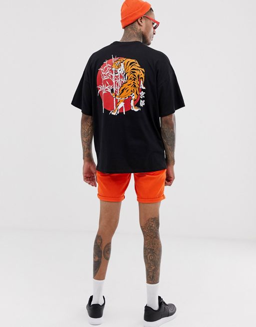 ASOS Oversized T-shirt With Tiger And Japanese Text Back Print in Black for  Men
