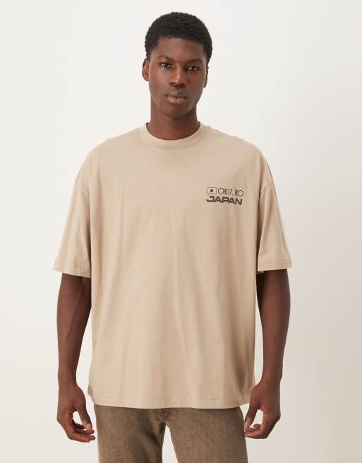 ASOS DESIGN oversized T-shirt with Tokyo graphic in beige | ASOS
