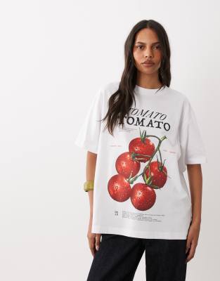 Asos Design Oversized T-shirt With Tomato Graphic In Multi