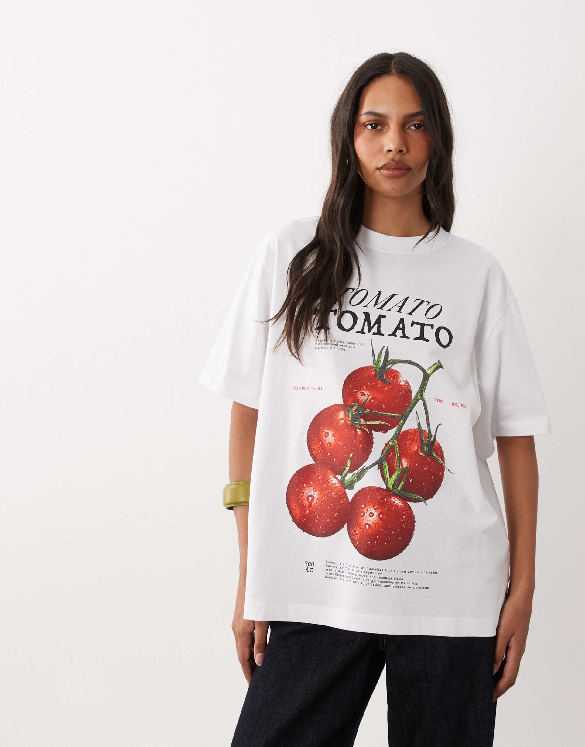 asos design oversized t-shirt with tomato graphic in white