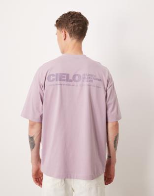 Asos Design Oversized T-shirt With Tonal Print In Purple