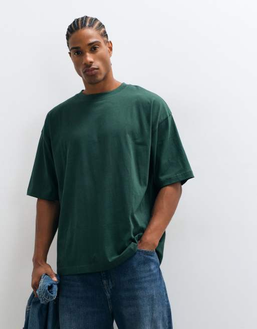 ASOS DESIGN oversized t-shirt with tonal script graphic in green, 2 of 5
