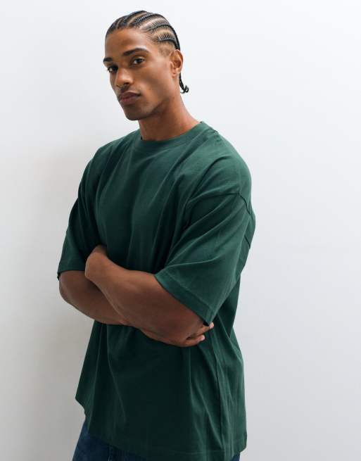 ASOS DESIGN oversized t-shirt with tonal script graphic in green, 4 of 5