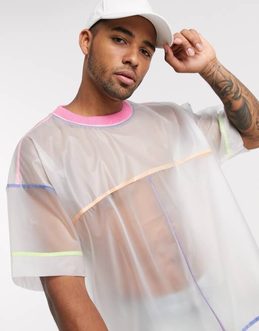 ASOS DESIGN oversized t shirt with transparent fabric with color