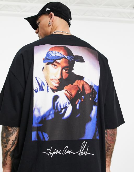 ASOS oversized t-shirt with tupac print black | ASOS