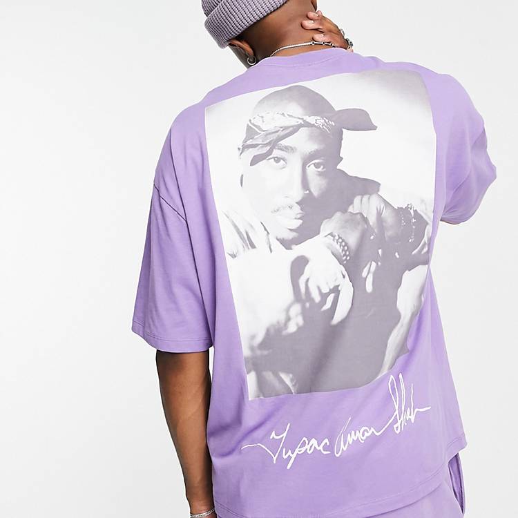 ASOS DESIGN oversized t-shirt with tupac print in black