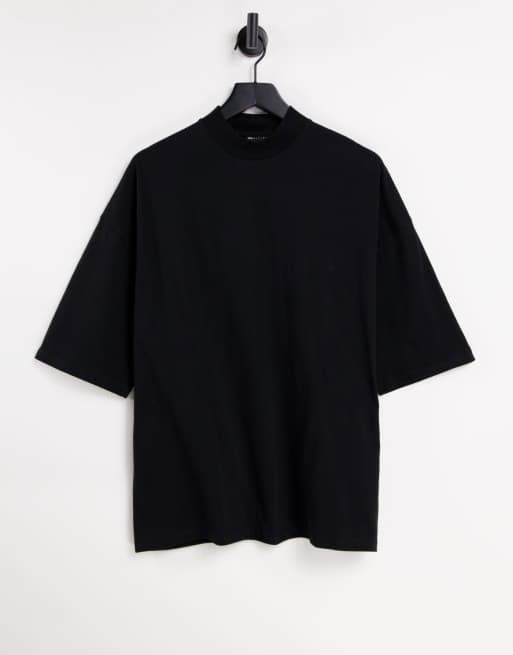 ASOS DESIGN oversized t-shirt with turtle neck in black | ASOS