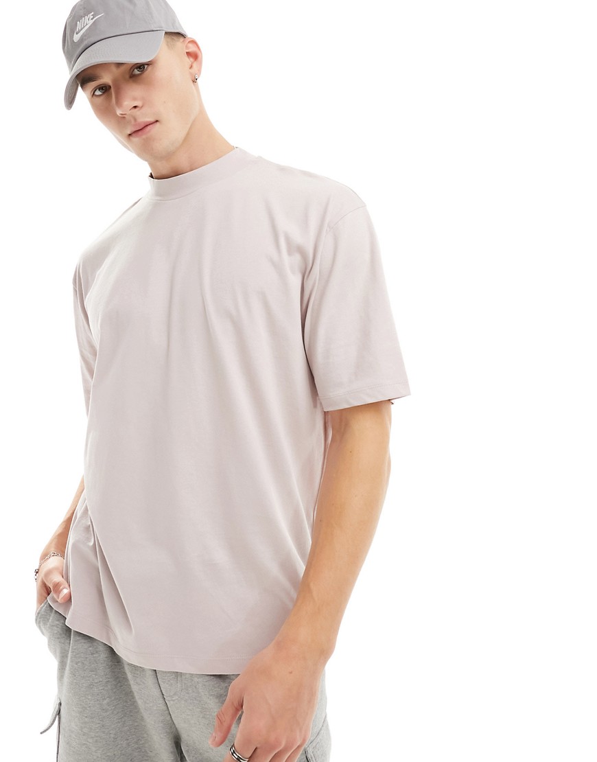 ASOS DESIGN oversized t-shirt with turtle neck in dusty pink