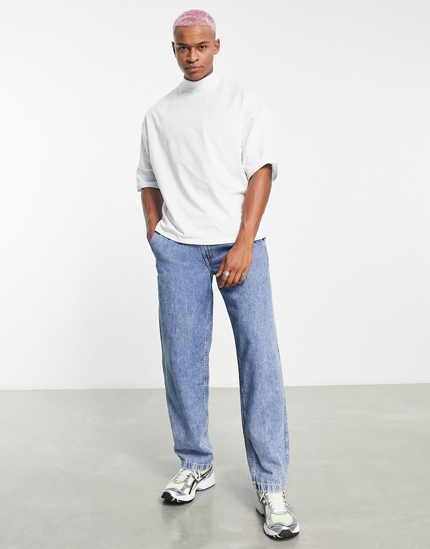 ASOS DESIGN oversized T-shirt with turtle neck in white