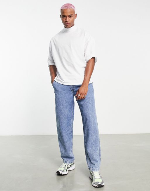 ASOS DESIGN oversized t-shirt with turtle neck in white | ASOS